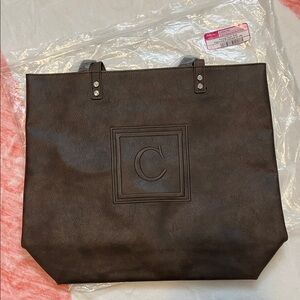 Thirty One Around Town Tote in Chestnut with a C Monogram